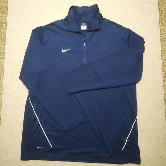 Nike Dri-Fit Navy Blue Quarter-Zip Long Sleeve Pullover #5 - Picture 2 of 4